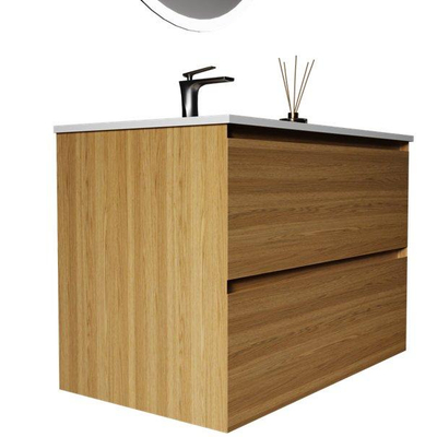 Saniclass Terra Wastafelonderkast - 80cm - 2 lades - sandwood