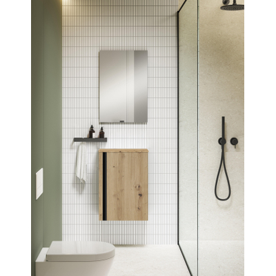 Fugaflow Eccelente Pietra Meuble sous-lavabo pour lavabo-fontaine - 40 x 55 cm - 1 porte - avec plateau supérieur - chêne