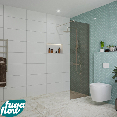 FugaFlow Eccelente Vetro Douche à l'italienne - 70x200cm - verre fumé - Inox brossé