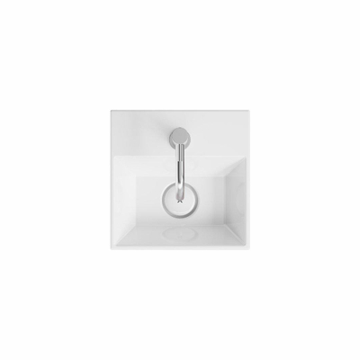 Crosswater Beck Lavabo - 30x30x11cm - 1 trou de robinet - bonde ouverte - blanc brillant