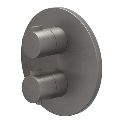 IVY Pact Afbouwdeel - voor Inbouwthermostaat - 1 stopkraan - rond rozet - Geborsteld metal black PVD