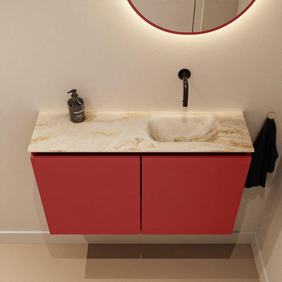 MONDIAZ TURE-DLUX Meuble de toilette 80 cm Fire. EDEN lavabo Frappe position droite. Sans trou de robinet.