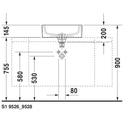 Duravit Philippe Starck opbouwwastafel met kraangat zonder overloop 48cm wit