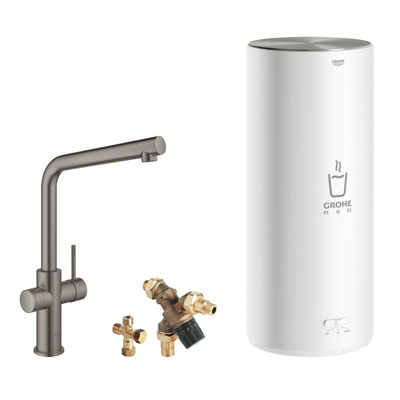 GROHE Red Keukenkraan - hoog - 3 in 1 - l uitloop - met l size boiler - hard graphite geborsteld
