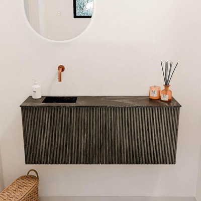 Mondiaz JOYA-DLUX 100cm toiletmeubel - kleur Shadow - Wastafel FAYE positie Links Zonder kraangat kleur Lava.