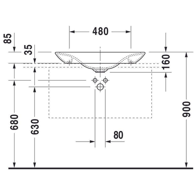 Duravit PuraVida Opbouwwastafel - met bevestiging en afvoer - inclusief keramische afdekkap - 70x42cm - glans wit