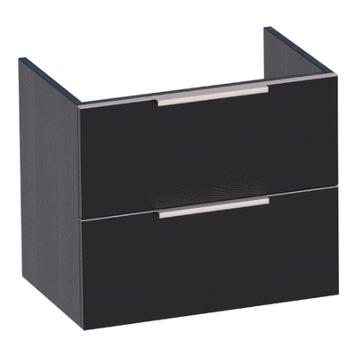 Saniclass EVO Small WastafelOnderkast - 60x39x50cm - 2 softclose lades - standaard greep - 1 sifonuitsparing - MFC - black wood