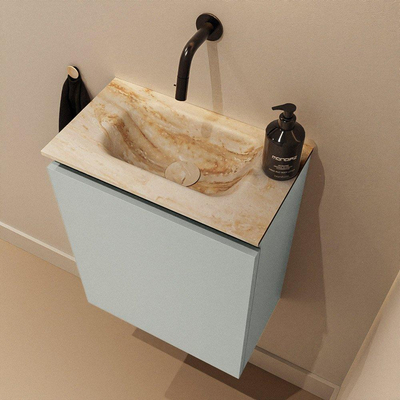 MONDIAZ TURE-DLUX Meuble toilette - 40cm - Greey - EDEN - vasque Frappe - position centrale - sans trou de robinet