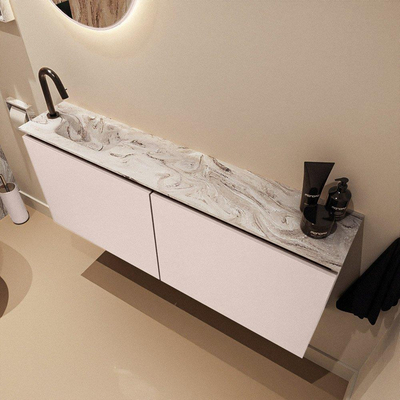 MONDIAZ TURE-DLUX 120cm toiletmeubel Rosee. EDEN wastafel Glace positie links. Met 1 kraangat.