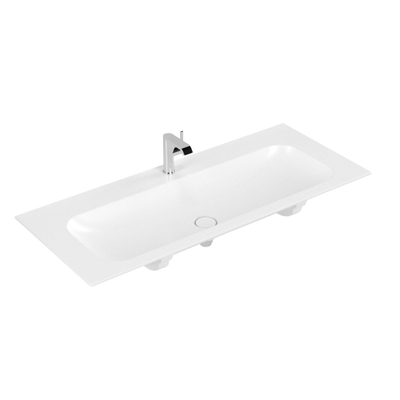 Villeroy & Boch finion meubelwastafel - 1 kraangat - 120x50cm CeramicPlus - zonder overloop - Stone White (mat wit)