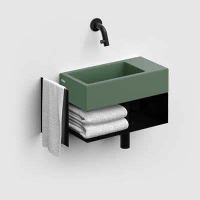 Clou Flush étagère ouverte 44x18x20.5cm avec porte-serviettes droite acier inoxydable noir thermolaqué