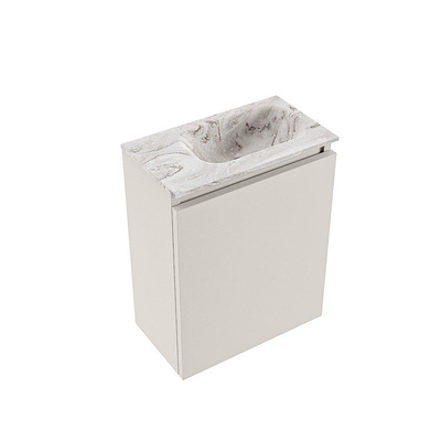 MONDIAZ TURE-DLUX Meuble de toilettes 40 cm Linen. Lavabo EDEN Glace position droite. Avec 1 trou de robinet.