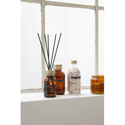 Wellmark Geurstokjes Maxi Bruin glas messing ring 500ml GOOD VIBES