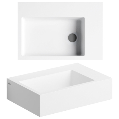 Clou Flush 2 Plus lave-mains 42,5x10,5cm trou de robinet pré-percé Aluite Blanc mat