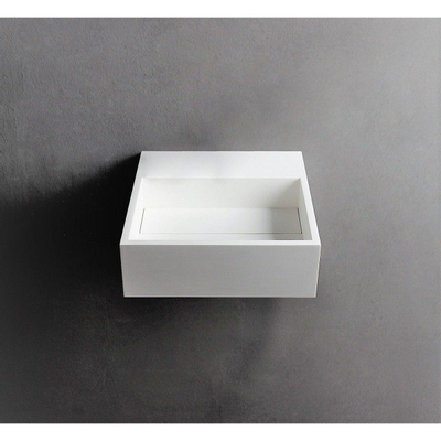 Ideavit Solidcube Lavabo WC 30x30x10cm carré sans trou pour robinetterie 1 vasque Solid surface blanc