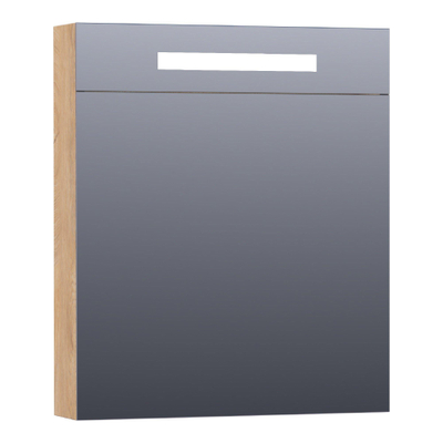 BRAUER Promise Deluxe armoire de toilette - 60x70x15cm - avec éclairage direct 1 porte miroir double face à gauche Forest Tan