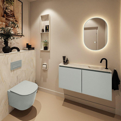 MONDIAZ TURE-DLUX 100cm toiletmeubel Greey. EDEN wastafel Ostra positie rechts. Met 1 kraangat.