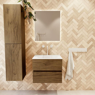 ENSEMBLE DE MEUBLE MONDIAZ VICA - 60x50cm - 2 tiroirs - Chai - lavabo MOON central - 1 trou de robinet - Talc