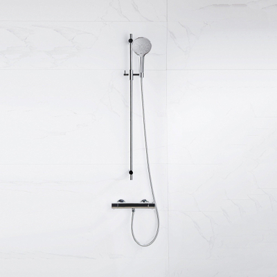 FugaFlow Eccelente Sobrado Ensemble de douche barre curseur avec douchette ronde, flexible en métal et robinet de douche Chrome