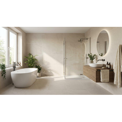 ÉCHANTILLON Terravito Alvella carreau mural et de sol - 60x60cm - 10mm - Carré - rectifié - Aspect pierre naturelle - Beige Mat