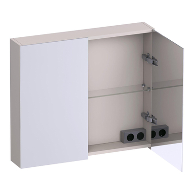 Brauer Impress Armoire de toilette - 80x70x15cm - sans éclairage - 2 portes miroir double - Sable mat