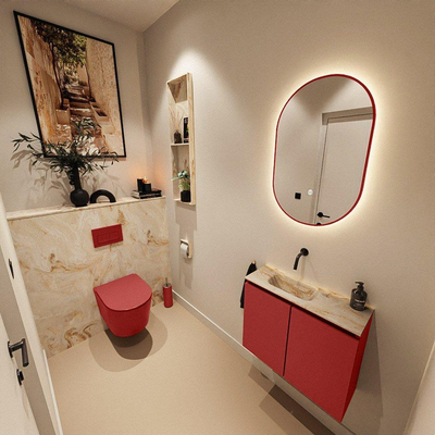 MONDIAZ TURE-DLUX 60cm toiletmeubel Fire. EDEN wastafel Frappe positie links. Zonder kraangat.
