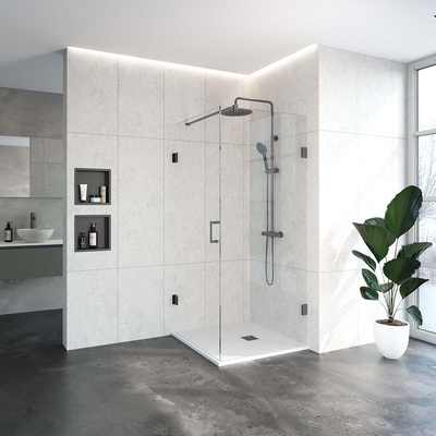 BRAUER Void douchecabine - 90x90x200cm - draaideur - helder glas - incl. glascoating - gunmetal geborsteld PVD