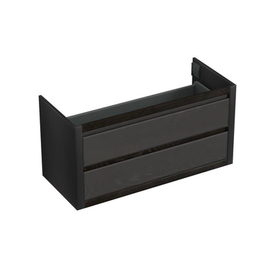 Forzalaqua Gela 2.0 meuble sous-lavabo 120x51x60cm avec 2 tiroirs sans poignées à fermeture douce Chêne massif Black oiled