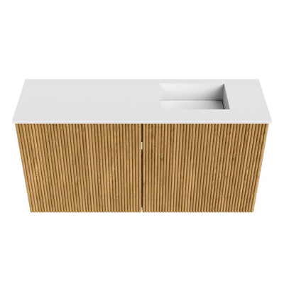 Mondiaz JOYA 80cm toiletmeubel - kleur Oak - Wastafel FAYE positie Rechts Zonder kraangat kleur Talc.