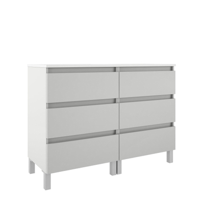 Saniclass Chaci PLUS Meuble de salle de bain - 120x86x46cm - lavabo en céramique blanc - 2 vasques - 2 trous de robinet - 6 tiroirs - miroir rectangulaire - blanc mat