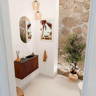 Mondiaz JOYA-DLUX Meuble de salle de bains 70cm - couleur Ruby - Vasque FAYE position Droite 1 trou de robinet couleur Lava.