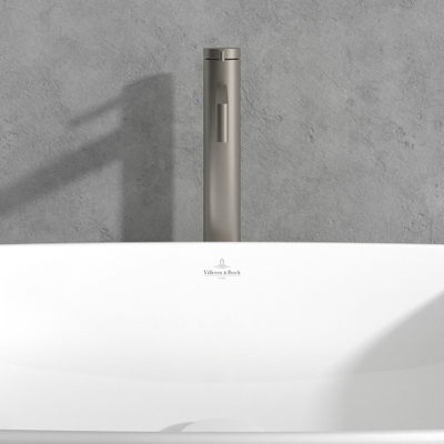Villeroy & Boch Dawn 1 greeps wastafelkraan verhoogd - zonder pop up afvoergarnituur - Brushed Nickel (rvs)
