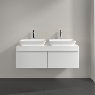 Villeroy & Boch Venticello Meuble sous lavabo 125.7x50.2x43.6cm avec 2 tiroirs pour 2 lavabos à poser blanc brillant