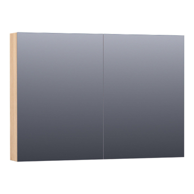 BRAUER Impress armoire de toilette – 99 x 70 x 15 cm – 2 portes, portes-miroir double face – Chêne naturel