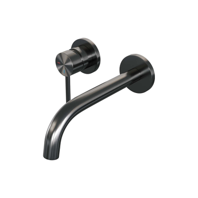 BRAUER Gunmetal Edition Wastafelmengkraan inbouw - gebogen uitloop rechts - hendel lang smal - inclusief inbouwdeel - model A2 PVD - geborsteld gunmetal