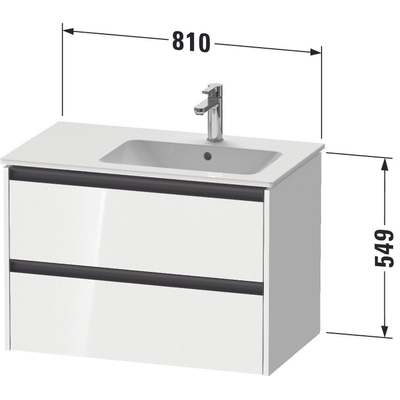 Duravit ketho 2 meuble sous lavabo avec 2 tiroirs pour lavabo à droite 81x48x54.9cm avec poignées noyer anthracite mate