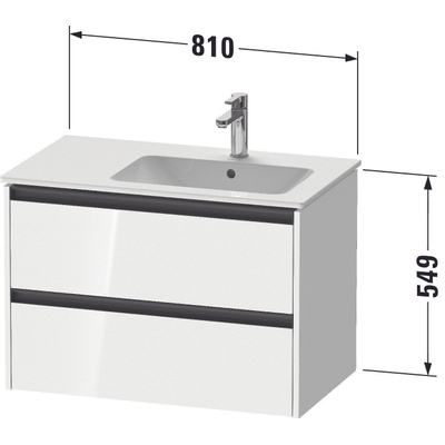 Duravit ketho 2 meuble sous lavabo avec 2 tiroirs pour lavabo droit 81x48x54.9cm avec poignées anthracite blanc brillant