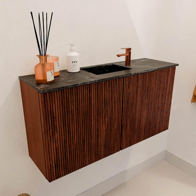 Mondiaz JOYA-DLUX 80cm toiletmeubel - kleur Ruby - Wastafel FAYE positie Midden 1 kraangat kleur Lava.