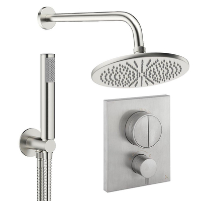 Crosswater MPRO inbouw regendoucheset – Ø30 cm hoofddouche – staafhanddouche – 2 hendels – RVS geborsteld