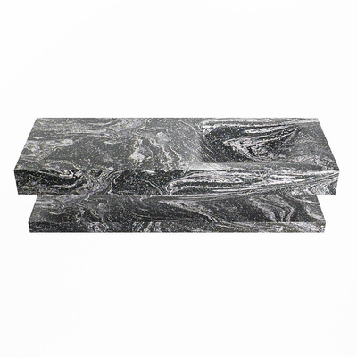 MONDIAZ ALAN - DLUX Badkamermeubelset - 130cm - planchet - Lava - vrijhangende wastafel - wasbak rechts - 1 kraangat - Lava