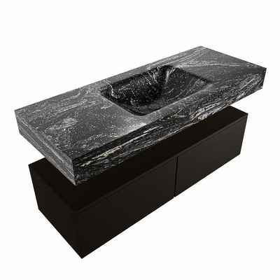 Mondiaz ALAN-DLUX Ensemble de meuble - 120cm - meuble Urban mat - 2 tiroirs - Lavabo Cloud Lava suspendu - vasque Centre - 0 trous de robinet