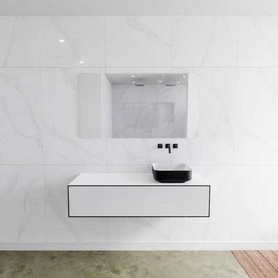 Mondiaz Lagom Meuble salle de bains 130x30.9x45cm Solid Surface Urban 1 tiroir avec lavabo BINX vasque à poser Droite sans trous de robinet