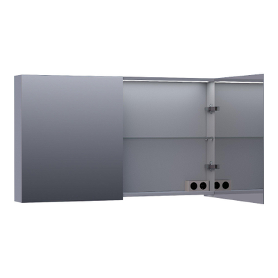 BRAUER Dual Armoire de toilette 119x70x15cm éclairage intégré rectangulaire 2 portes pivotantes MDF Gris mat