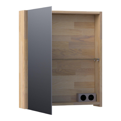 BRAUER Impress armoire de toilette - 60x70x15cm - sans éclairage - avec 1 porte miroir double face à ouverture à gauche - chêne abouté gris