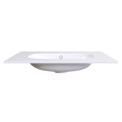 Arcqua Oval Lavabo encastré - 81x46x1.5cm - vasque simple - sans trou de robinet - marbre de synthèse - blanc brillant