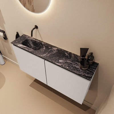 MONDIAZ TURE-DLUX 100cm toiletmeubel Linen. EDEN wastafel Lava positie links. Zonder kraangat.
