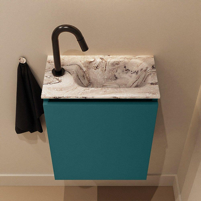 MONDIAZ TURE-DLUX Meuble de WC 40 cm Smag. EDEN vasque Glace position droite. Avec 1 trou de robinet.