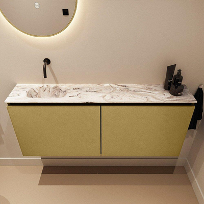 MONDIAZ TURE-DLUX meuble de toilettes 120 cm Oro. EDEN lavabo Glace position gauche. Sans trou de robinet.