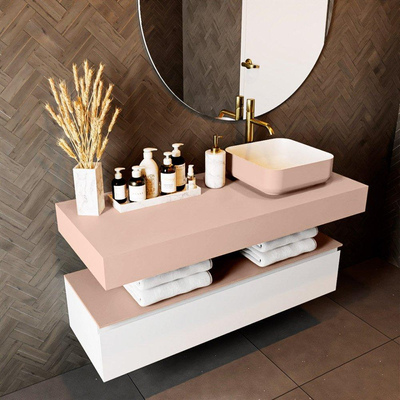 Mondiaz TOP 51 Vrijhangend Topblad - 120x51x12cm - geschikt voor waskom - Solid surface - Rosee