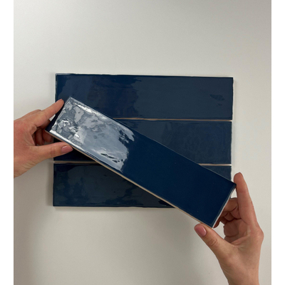 ÉCHANTILLON Terravito Pavero carreau mural - 7.5x30cm - Rectangle - 8.6mm - Bleu marine brillant